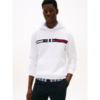 Tommy Hilfiger Herren Hoodie Chest Insert mit Bauchtasche, Weiß