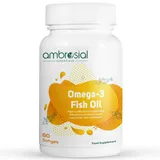 Ambrosial Omega 3 Fischöl | Reines Fischöl Omega 3 1000mg Kapseln mit 180mg EPA & 120mg DHA | Unterstützt Herz-, Gehirn- & Augengesundheit | 60 Softgelkapseln