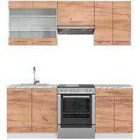Vicco Küchenzeile Fame-Line 200 cm Goldkraft Eiche/Weiß