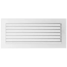 Kratki Lüftungsgitter Kamingitter 17cm x 49cm Weiss mit Lamellen und Gaze 17x49 cm, weiß