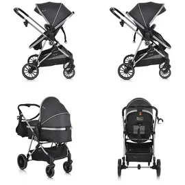 Moni Kombikinderwagen 2 in 1 Kali 22 kg umbaubar, Korb, Getränkehalter, Tasche schwarz