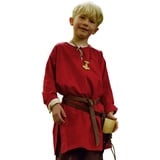 Battle-Merchant Mittelalter Kinder Tunika Arn - Unisex - Baumwolle - Mittelalterkleidung - Wikinger - Pirat - Ritter - Kostüm - Karneval - Fasching - LARP, rot, Gr. 128 - 128