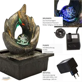 Lemodo Zimmerbrunnen Elements mit LED-Beleuchtung, Feng Shui Dekobrunnen für Wohnung und Büro