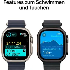 Apple Watch Ultra 2 GPS + Cellular 49 mm Titangehäuse schwarz, Alpine Loop Armband dunkelgrün M