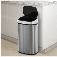 Homcom Automatik Mülleimer 58 l Silber