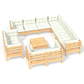 vidaXL Garten-Lounge-Set 12-tlg. creme Kiefer