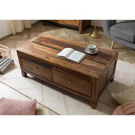 Massivmoebel24 Couchtisch Ancona Dunkelbraun Sheesham 115 x 60 x 45 cm