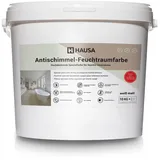 Hausa Antischimmelfarbe für feuchte Räume weiß 10kg Wandfarbe hochdeckend Farbe für Keller Bad Küche Langzeitschutz gegen Schimmel an feuchten Oberflächen anwendbar atmungsaktiv abwaschbar