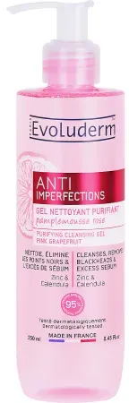Evoluderm Klärendes Reinigungsgel Gegen Hautunreinheiten Rosa Grapefruit Pumpflasche 250ml