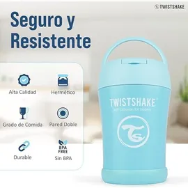 Twistshake Thermobehälter für Essen Babys und Kinder | 350 ml | Inklusive klappbarem Löffel - Pastel Blue, Blau