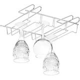 Relaxdays Weinglashalter, Schrankeinsatz für 12 Stielgläser, Bar & Küche, Gläserschiene Metall, 8,5x34,5x26cm, silber