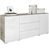 P & B Sideboard Vera mit LED ca. 150 cm Weiß Hochgl./Grau