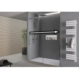 Bernstein Nischendusche mit Schiebetür Soft-Close Chrom 8mm Nano Echtglas 160cm