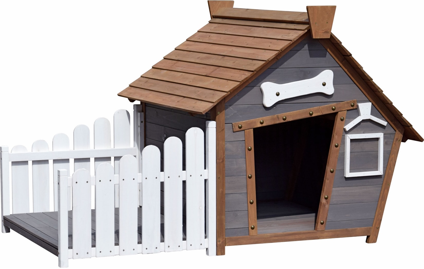 Dobar Outdoor-Hundehütte mit Spitzdach und seitlicher Veranda