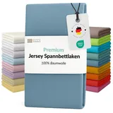 Carpe Sonno Spannbettlaken Jersey Bettlaken 90x200 100x200 140x200 160x200 180x200 200x200 & x220, Jersey, Gummizug: rundum, (1 Stück), Für Matratzen bis 25cm Höhe - 100% Baumwolle - MADE IN EU - OEKO-TEX® blau 180-200 cm x 200 cm