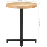 vidaXL Bistrotisch Rund Ø60x75 cm Raues Mangoholz