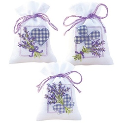 Geschenk- und Kräutersäckchen "Lavendelherzen", 3er-Set