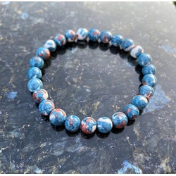 NAHLE Perlenarmband Armband Jaspis Naturstein Armband (inkl. Schmuckbox), elastisches reißfestes Band blau