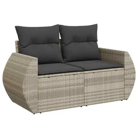 vidaXL Sofa Set 7-tlg. Hellgrau/Dunkelgrau Polyrattan/Stahl