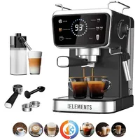 KB Elements Siebträgermaschine, Espressomaschine, automatischer Milchaufschäumer, heißer und kalter Kaffee-Funktion, 20 bar, 1350W, ELK203CB - Schwarz