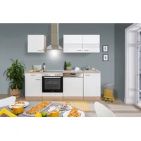 Respekta Küchenzeile Merle E-Geräte 220 cm mit Glaskeramikkochfeld weiß/eiche sägerau nachbildung