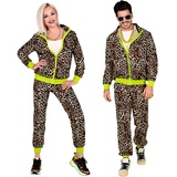 W WIDMANN MILANO Party Fashion - Kostüm 80er Jahre Trainingsanzug, Leopard, Jacke und Hose, Jogginganzug, Retro-Style, Bad Taste Party, Mottoparty, Karneval