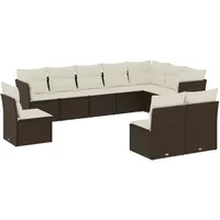 VidaXL 10-tlg. Garten-Sofagarnitur mit Kissen Braun Poly Rattan
