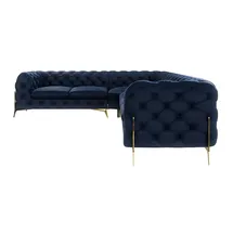S-Style Chesterfield Ecksofa Natalie ¦ blau ¦ Maße (cm): B: 323 H: 75