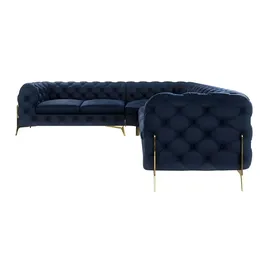 S-Style Chesterfield Ecksofa Natalie ¦ blau ¦ Maße (cm): B: 323 H: 75