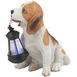 ETC Shop Solarleuchte Hund Beagle mit Laterne, H 24 cm