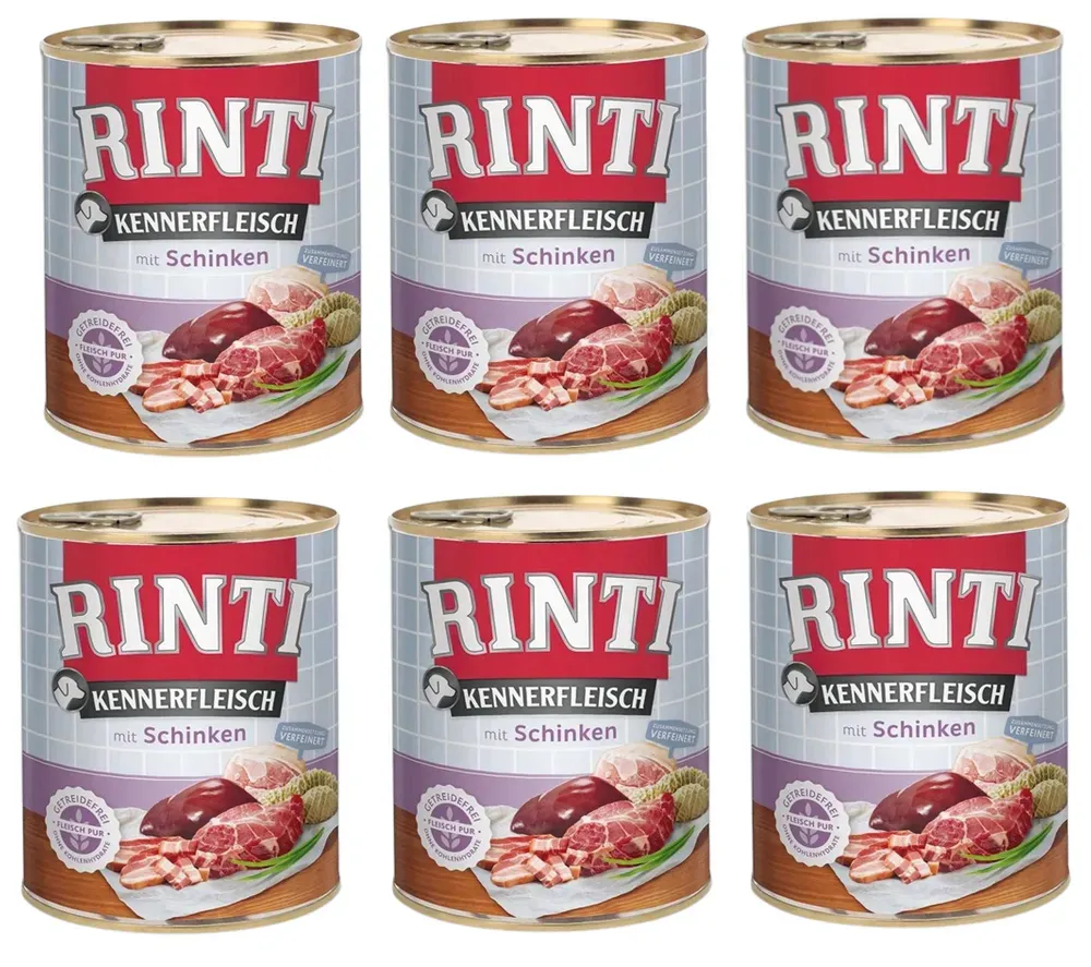 Rinti Kennerfleisch Schinken Nassfutter für Hunde - Schinken 6x800g (Rabatt für Stammkunden 3%)