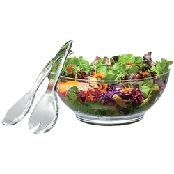 TABLE PASSION Salatschüssel 32 cm + Besteck - Table Passion Transparent Rund Kunststoff