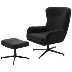 Lounge Sessel mit Hocker Aberdeen Bezug anthrazit grau, Sessel 92 / Hocker 40xSessel 70 / Hocker 50xSessel 88 / Hocker 40 cm