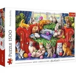 TREFL 26198 Puzzle 1500 - Katzen auf dem Sofa