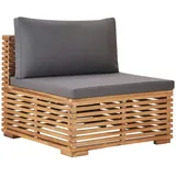 vidaXL Garten-Mittelsofa mit Grauer Auflage Massivholz Teak