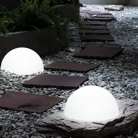 ETC Shop Solarleuchte Halbkugel Kugelleuchte Solar Außen Gartendeko Halbkugel, weiß, LED Leuchtmittel, d 20 cm, 2er Set
