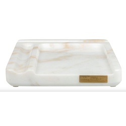 Casa Padrino Luxus Marmor Telefon, Stift und Notizblock Ablage Weiß - Luxury Collection