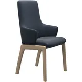 Polsterstuhl STRESSLESS "Laurel", blau (oxford blau paloma, eiche gekalkt), B:58cm H:105cm T:60cm, Leder PALOMA: PALOMA ist ein durchgefärbtes Semianilin-Möbelleder mit natürlicher Narbung., Stühle, Polsterstuhl, High Back mit Armlehne, Größe L, mit abgerundeten Beinen in Eiche