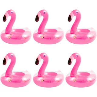 6 Pcs Flamingo Getränkehalter,Flamingo aufblasbare Getränkehalter Glitzer aufblasbare Tassenhalter Set,Flamingo Floating Getränke Halter für Erwachsene Kinder Schwimmbad Strand Bade (6)