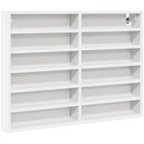 vidaXL Vitrinenschrank, Sammlervitrine 12 Ablagen, Hängevitrine Wandregal für Wohnzimmer, Glasvitrine Wandvitrine Hängeregal, Weiß Holzwerkstoff