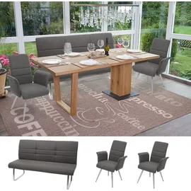 MCW Esszimmerstuhl MCW-G55 Stoff grau-braun 2er Set