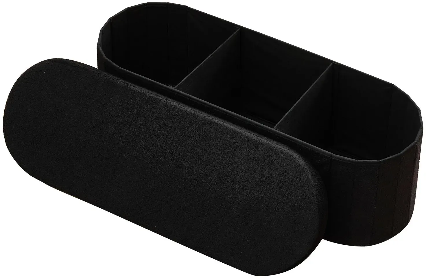 VEVOR faltbare Ottomane mit Stauraum (oval) Fußbank, klappbarer gepolsterter Sitzhocker bis 299,37 kg belastbar, 11 x 38 x 38 cm, Ottomanentruhe für Wohnzimmer Schlafzimmer, Flur, Schwarz