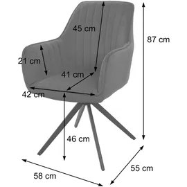 Mendler 2er-Set Esszimmerstuhl HWC-L79, Küchenstuhl Lehnstuhl Stuhl Armlehnen, drehbar Auto-Position Stoff/Textil - creme-beige