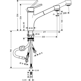 Hansgrohe Talis M52 170 2jet Niederdruck chrom 32842000