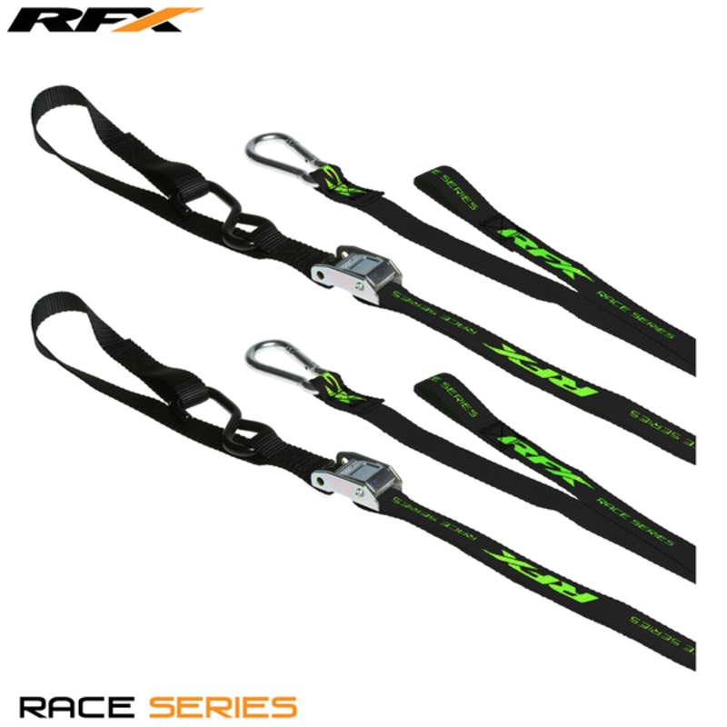 RFX Series 1.0 Race sjorringen (Zwart/Hoge zichtbaarheid) met extra gesp en karabijnhaakclip.