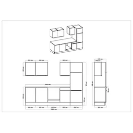 Respekta Küchenzeile Marleen Premium 280 cm Grau Artisan Eiche