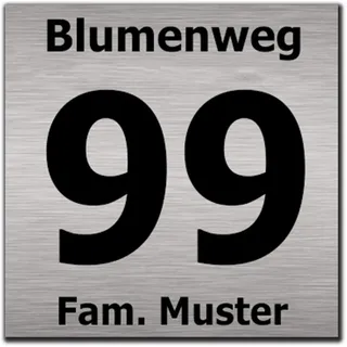 Hausnummernschild Hausnummer Straßenname in Edelstahl Design Look optional mit Abstandhalter 20 x 20 cm
