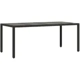 vidaXL Gartentisch mit Glasplatte 190 x 90 x 75 cm Schwarz
