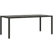 vidaXL Gartentisch mit Glasplatte 190 x 90 x 75 cm Schwarz
