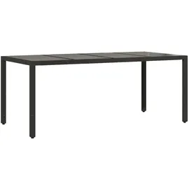 vidaXL Gartentisch mit Glasplatte 190 x 90 x 75 cm Schwarz